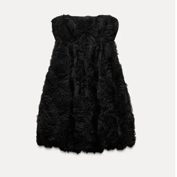 ZARA Black Floral Mini Dress S | Blogger Fav | Coquette Balletcore Party Glam - Picture 2 of 6